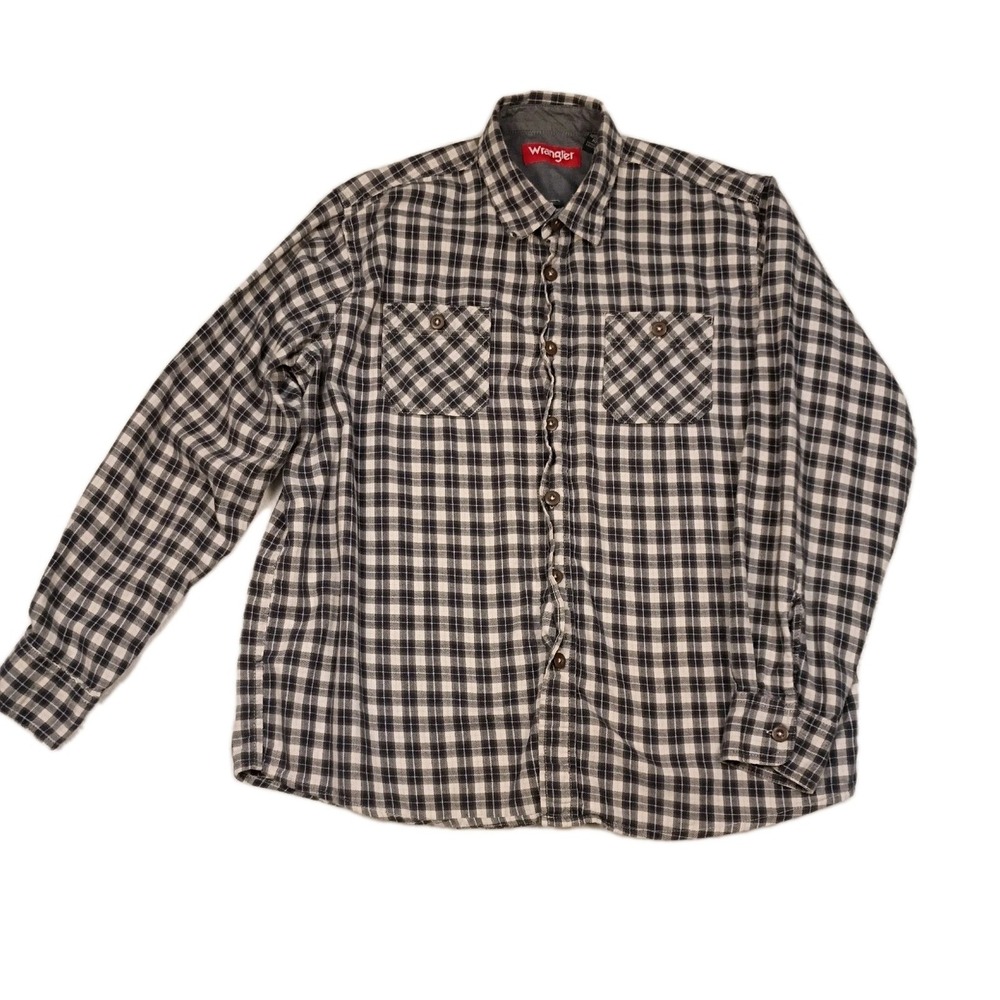 Wrangler Flannel Shirt Men's XL Extra Large‎ Plaid Medium weight button up